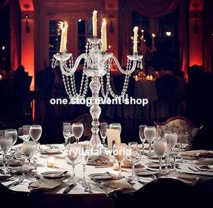 Beautiful tall metal acrylic silver 5 arms candelabra for wedding centerpieces wedding decoration party