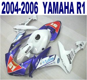 100% Injecção para carenagens YAMAHA 2004 2005 2006 YZF R1 azul vermelho branco carenagem kit carroçaria 04 05 06 yzf-r1 VL25