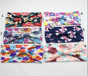 Bebê miúdos criança Algodão Floral Bandanas Plano Knot Headbands Headwrap planta flor FD6559 Turban Tie Knot cabeça envoltório faixa de cabelo