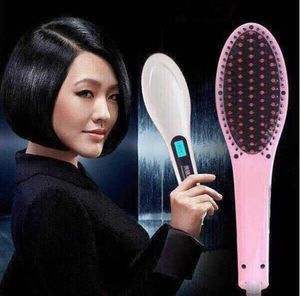 Beautiful Star White Pink Straightening Irons Come With LED Display Electric Straight Hair Comb Brush US EU AU UK Plug with Black Box
