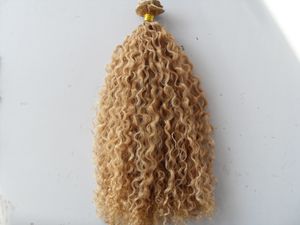 Brasilianska Curly Haft Weft Clip In Natural Kinky Curl Weaves Uncocessed Blonde Human Virgin Remy Extensions Kinesiskt hår