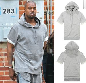 Wholesale kanye west short sleeve hoodie resale online - Kanye West pullover half sleeve sweatshirt apc kanyewest hoodie Kanye West for A P C short sleeve hooded sweatshirt Hoody