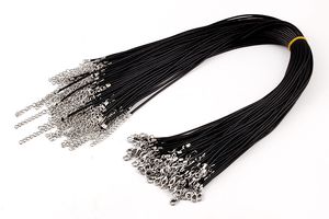 Promocyjna czarna skóra diy sznur skórzany wąż naszyjnik wisiorek sznurek liny 50 cm z łańcuchami przedłużaczowymi DIY składniki biżuterii W109