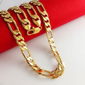 8mm * 60cm 24k guldpläterad manlig guldpläterad halsband män smycken alluvial elegant vintage gyllene kedja smycken