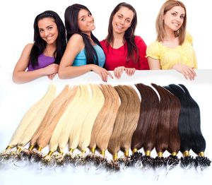 Indisk Remy Hair Rak Human Hair Extension 20inch 24inch Micro Ring Länkar Hårförlängningar (10 färger tillgängliga) 100g / pc Greatem