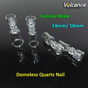 Domessess Quartz Nail Real Material 14mm 18mm Kvinnlig manlig Joint Rökning Naglar för Rips och DABS Oil Rigs Glass Bongs