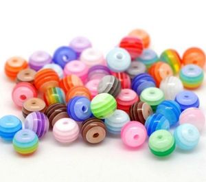1000Pcs Mixed Stripes Resin Round Spacer Beads 6mm Jewelry Accessories for Jewelry Making