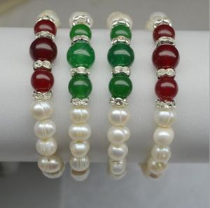9-10MM Pure Natural Fresh Water Oyster Pearls agate Bracelet Elastic force Pearl Jewelry Wedding Pearl Bracelet