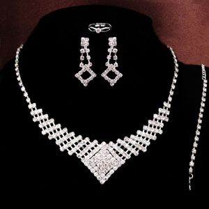 Charms Womens' jewelry Sparkling Shaped Rhinestone Austrian Crystal Necklace Earrings Set Charm Wedding Bridal Jewelry Set