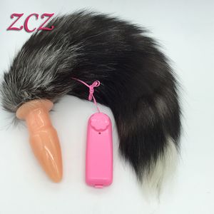 100% Prawdziwe zdjęcie Vibrating Sex Silikonowe Wtyczka Anal Wibratory Wibratory, Plug Butt Anal Dorosłych Produkty Sex Cosplay Bit Anal Tail SX191