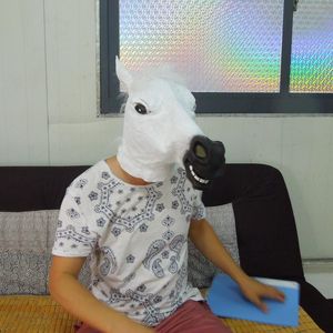 Creepy White Horse Head Mask Lattice Maschera per feste di Halloween Costume di carnevale Natale Teatro Prop Novità Regalo all'ingrosso