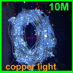 10m DHL livre 100 luzes LED fio de cobre acende 12V LED Fada Luz Decoração Light Star Shaped LED luzes da corda para o Natal