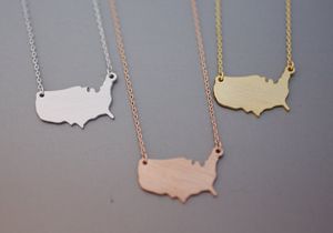 Outline United States Map pendant chain Necklace USA Silhouette Map Necklace Geometric America Country Nation Necklace