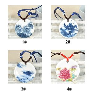 Fashion Jewelry White And Blue Porcelain Ceramic Necklace For Women Floral Chinese Art Handmade Ethnic Necklace Factory price +Fast shipment