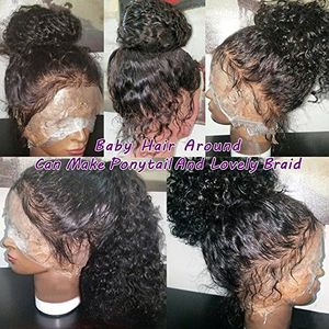 360 кружевной фронтальный парик 250% плотность предварительно сорвывают передние человеческие парики вьющиеся волосы для чернокожих женщин (12 дюймов