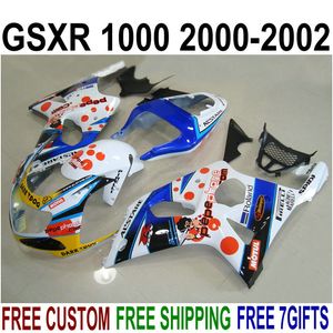 スズキGSXR1000 K2 2000 2001 2002ミックスカラーフェアリゾーンGSX-R1000 00 01 02フェアリングキットYR63