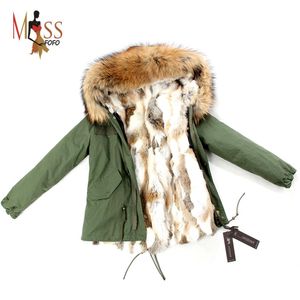 Wholesale-2015 Fashion women's army green Large raccoon fur collar hooded coat parkas outwear detachable  fur lining winter jacket