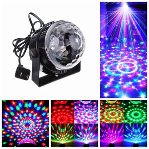 Röststyrning RGB LED Scenlampor Crystal Magic Ball Ljudkontroll Laser Sceneffekt Ljus Fest Disco Club DJ Light