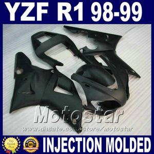 Flat Matte Svart för Yamaha R1 Fairings 1998 1999 År Modell Body Kit 98 99 YZF R1 Fairing Kits Bodywork Parts Set V2DU