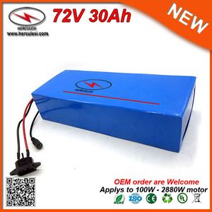 Powerful 72v 30ah Lithium Battery 2880W Ebike Electric Bicycle Battery Pack in 26650 Cell Li Ion Battery Pack 40A BMS PVC Case