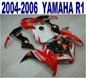 射出成形高品位フェアリングキットヤマハ2004-2006 YZF R1ブラックレッドサンタンデールFreeshiessセット04 05 06 YZF-R1 VL73