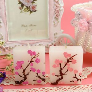 FEIS Wholesale Multicolor Romantic Cherry Blossom square Wedding Favors and Gifts Birthday Candle Wax Home Decor Smokeless Creative Candle