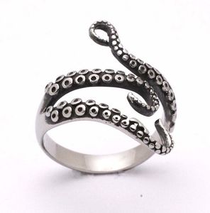 Punk osobowość tytanowa stalowa pierścień ośmiornica otwiera delikatna biżuteria