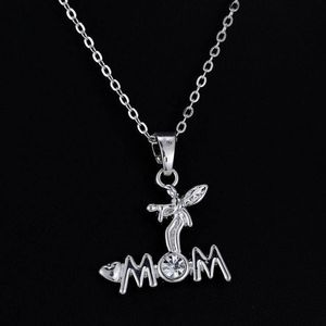 Slide Pendant Necklace Europe & America Style Letter MOM Diamond Creative Personality Necklace 50cm 12g Christmas Gift