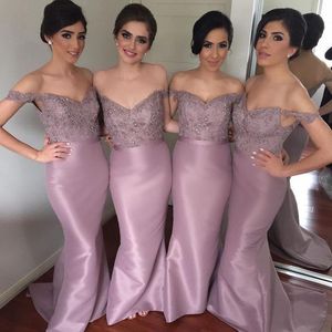 Brautjungfernkleider 2016 Neue arabische Spitze gegen Nacken von Schulterperlen für Hochzeit Court Train Mermaid Party Kleid Plus -Size -Promkleider unter 100