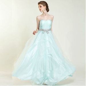 Free Shipping Princess Design Simple A-Line Strapless Floor-Length Beaded Sequins Sashes Bridesmaid dress