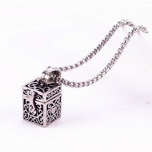 Ashes Magic Box Lockets Pendant Urn Keepsake Vintage Necklace Titanium Steel Pet Cremation Jewelry Memorial Case Ash Holder Can Open Put Urn GZ201