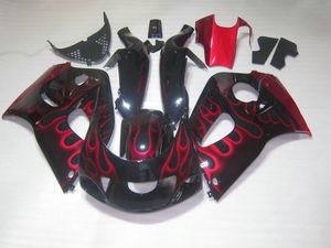 Customize fairing kit for SUZUKI GSXR600 GSXR750 1996 1997 1998 1999 2000 GSX-R 600 750 96-00 red flames black bodywork fairings set GB24