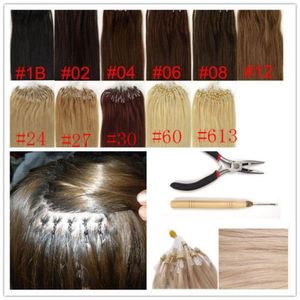 LUMMY Silicone Micro Rings Loop Hair Extensions quot quot Indian Remy Human Hair G S S Pack Silk Straight