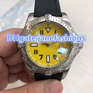 Yellowish quadrante grande uomo orologi di marca nero cinturino in caucciù impermeabile orologi calendario calendario meccanico orologio dimensione 44mm