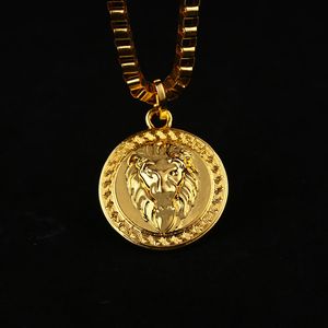 Pingente de cabeça de medalhão de leão banhado a ouro 18K quente hip hop colares para bijuterias masculinas de alta qualidade