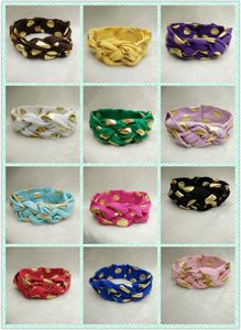 10pc baby celtic Cross knot Wave point turban headband cotton twisted head wraps girl cute Twist Knotted Hot stamping golden Wave dot FD6580