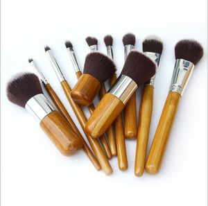 Escova profissional 11pcs / lote pincéis de maquiagem de alça de bambu, 11 pcs make up pincel conjunto cosméticos escova kits ferramentas DHL frete grátis boa qualidade
