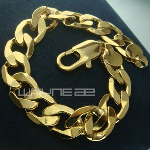 18ct yellow Gold Filled rings curb chain mens solid bracelet bangle jewelry B149