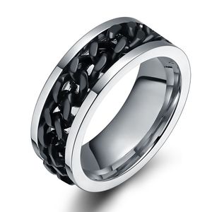 316L Stainless Steel IP Black Plated High Polished Mens Fashion Rings Silver/Black 8mm Size 6-15