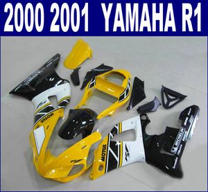 Ücretsiz nakliye ABS kaporta kiti YAMAHA 2000 2001 YZF R1 YZF1000 00 01 sarı beyaz siyah plastik fairings seti RQ37 + 7 hediyeler