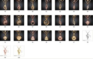 100 style select Mosaic Zircon Gold Platinum Gold Rose Gold Pendant Necklace Girl Lady Jewelry Valentine's Day gift 10pcs/lot