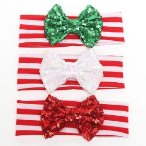 Jul Baby Girls Glitter Headbands Green Red Sparkle Babies Santa Hair Tillbehör Barn X'mas Headband Kids Toddler Hair Band