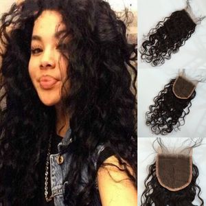 Wholesale lace closure Three part clsoure available brazilian virgin hair water wave closure Density 130% lace frontal closure