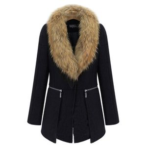 Wholesale NEW ARRIVAL Womens Winter Warm Fur Collar Thicken Wool Coat lapel Zipper Jacket BIG SIZE XL--6XL