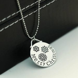 Pingente de Colar Lettering Feliz Natal Snowlope Europa América Estilo Personalidade Criativa Colar 50 cm 11g Acessório de Roupas