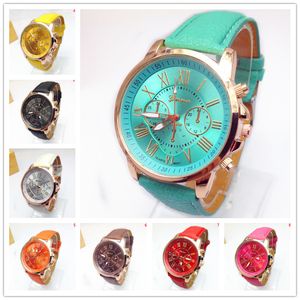 NUOVO orologio Ginevra donna moda orologi al quarzo pelle giovani sport donna orologio d'oro abito casual orologi da polso relogios feminino246m