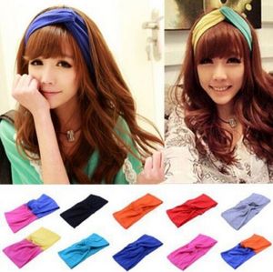 Colorful Women Girl's Yoga Headwear Cross hair band New Fashion Turban Twist Headband Head Wrap Knotted Soft Hair Band Free Shipping