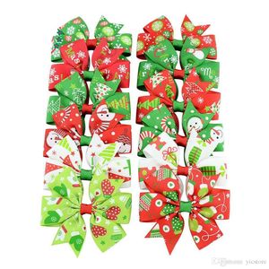 Christmas Baby Bow Hair Clips Grosgrain Ribbon Bows WITH Clip Snow Girl Pinwheel Hairpins Xmas Hair-Pin Accessories