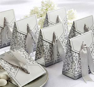 Şerit Düğün Şeker Kağıt Kutusu Yaratıcı Altın Gümüş Şerit Düğün Favoriler Parti Hediye Şeker Kağıt Kutusu 10 PCS Kutular Şekerler Favou2694