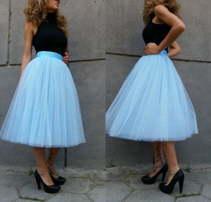 Vintage Petticoats casamento nupcial comprimento do joelho Acessórios saia tutu Luz azul do casamento saia princesa Custom Made Mulheres Tulle Skirt